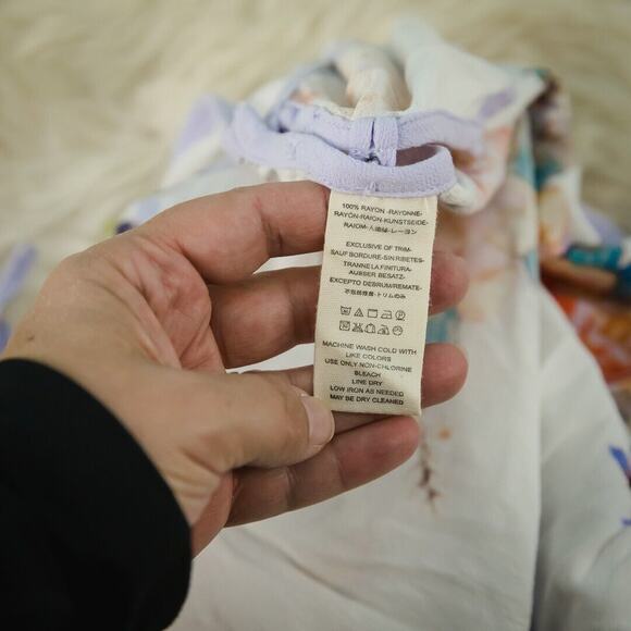 Free People Size Small S Floral Halter Tie Neck Spaghetti Strap Button Tank Top - Picture 5 of 7